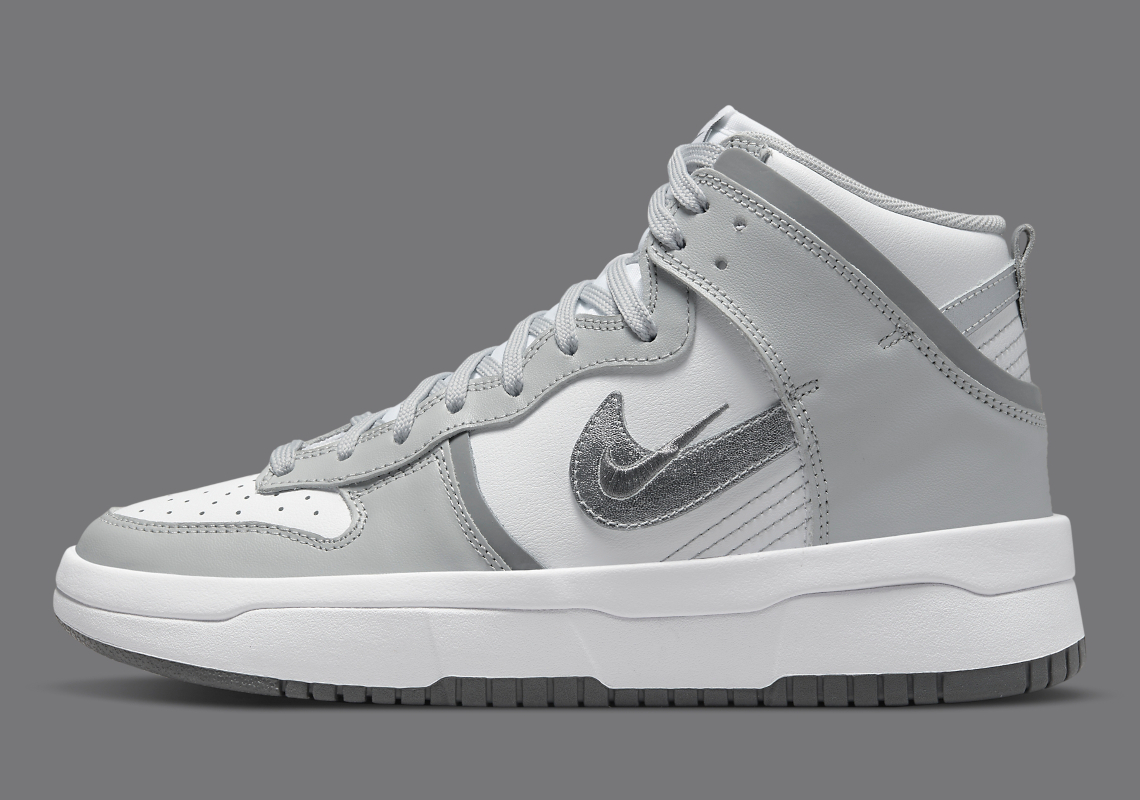 The Women's Nike Dunk High Up Appears In A Greyscale Style