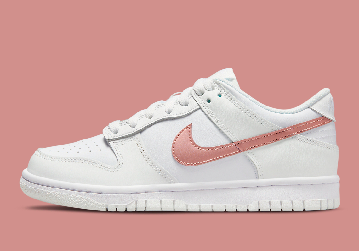 A Kid-Exclusive Nike Dunk Low Looks To Spring 2022 In "White/Pink"