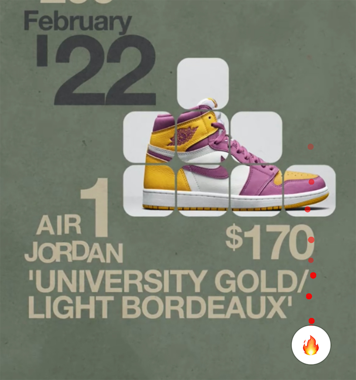 Air Jordan 1 Retro High Og University Gold Llight Bordeaux February 2022 Release Info