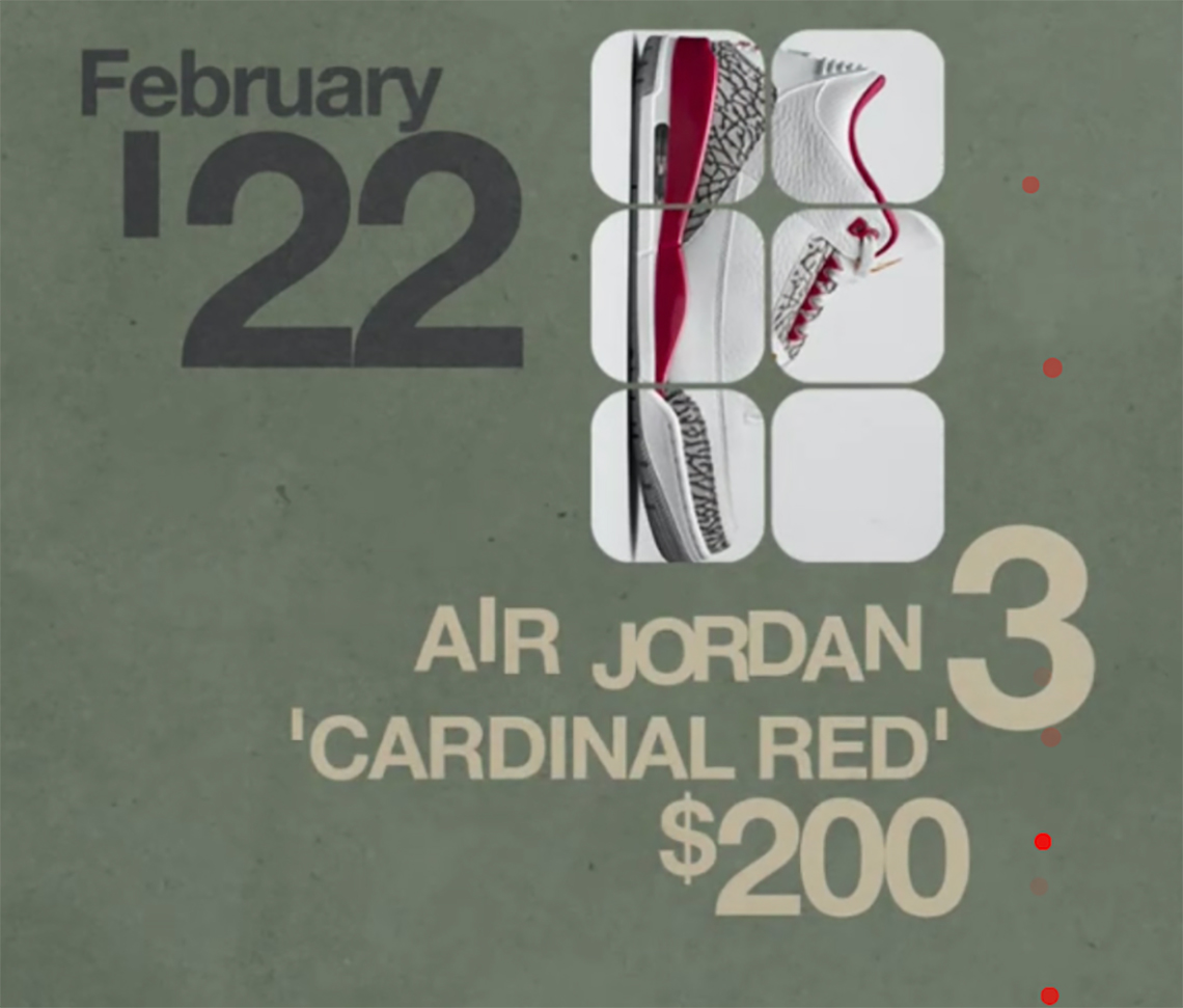 Air Jordan 3 Cardinal Red February 2022 Release Info