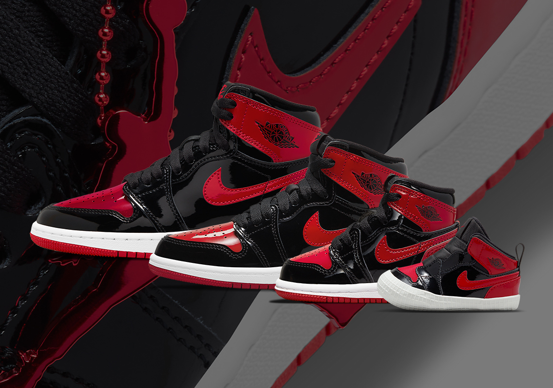 The Air Jordan 1 Retro High OG “Patent Bred” Appears In Full Kids Sizing