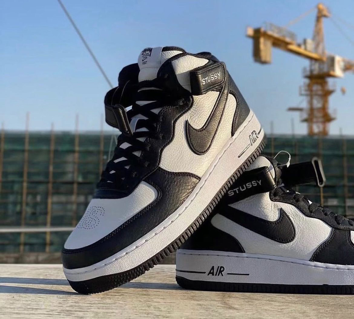 Stussy Nike Air Force 1 Mid Black White 2022 2