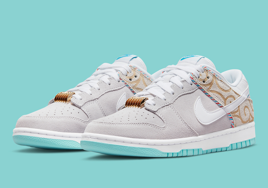 Official Images Of The Nike Dunk Low "Barber Shop" In Grey