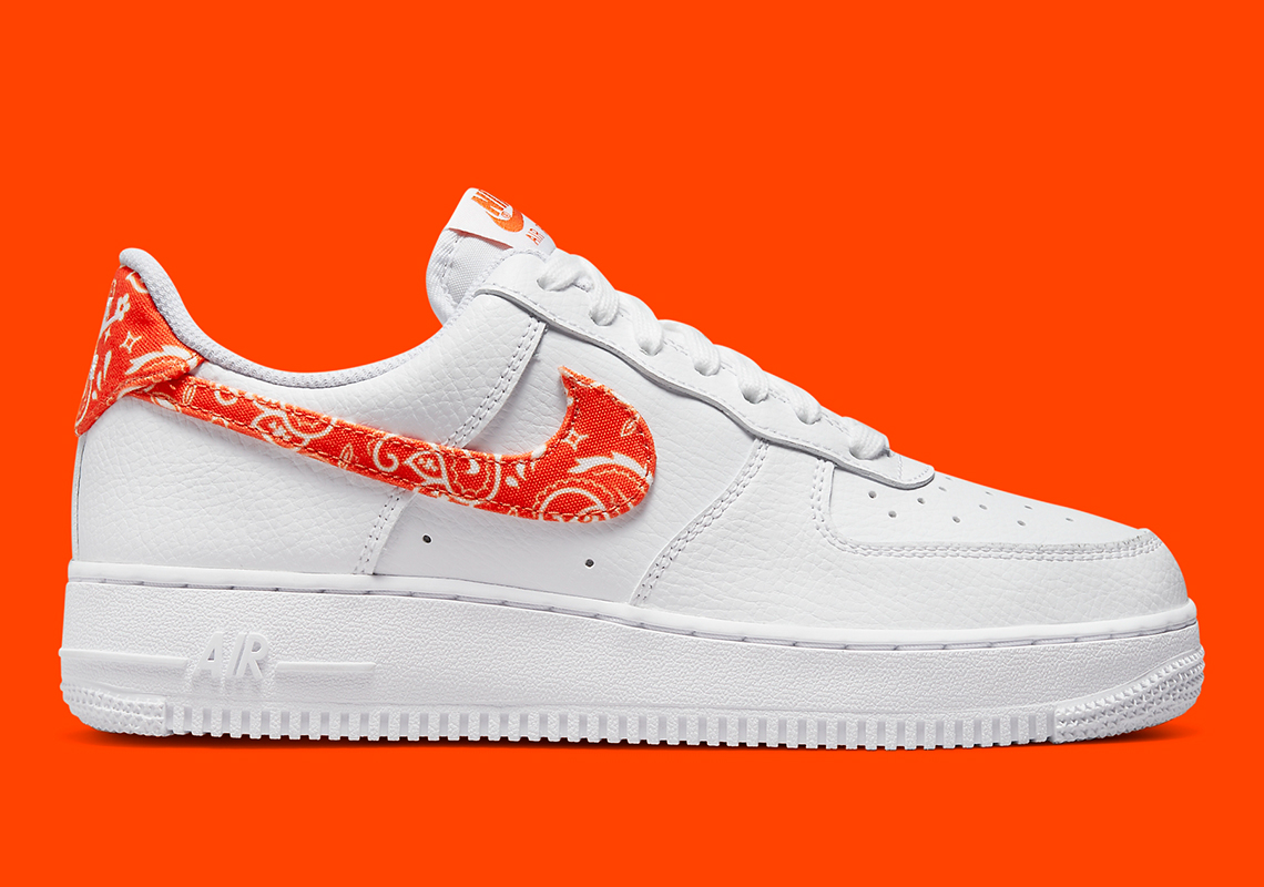 Nike Air Force 1 Low 07 Ess White Rush Orange Paisley Dj9942 102 5