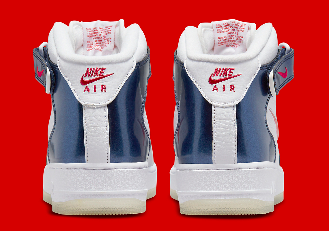 Nike Air Force 1 Mid Qs White University Red Midnight Navy Dh5623 101 2