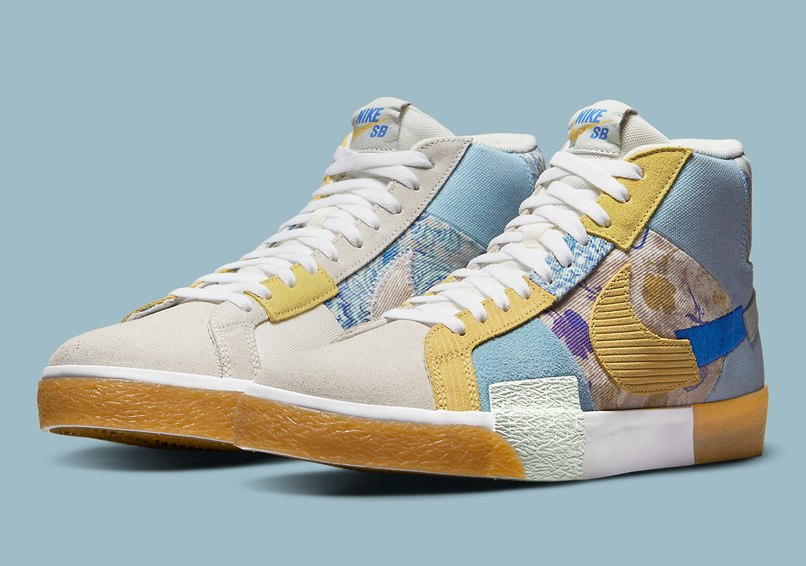 The Nike SB Blazer Mid Edge "Bandana" Applies Light Blue Denims