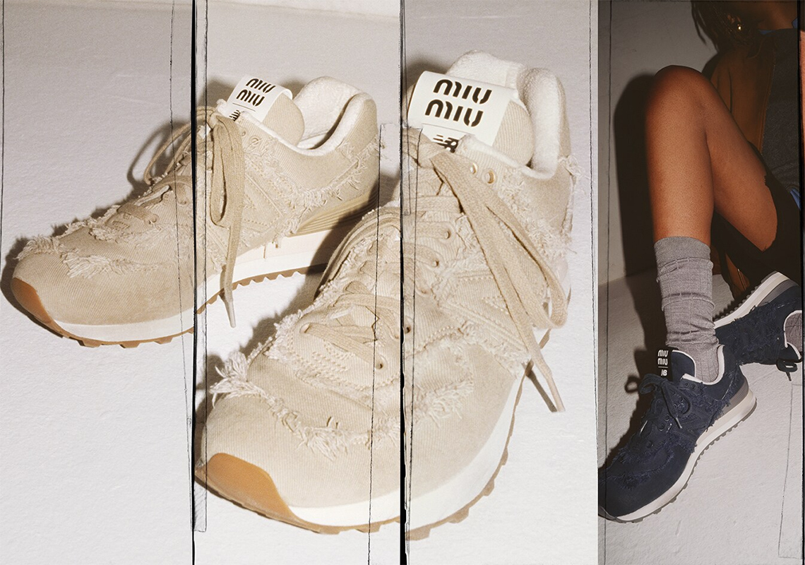 Raw, Distressed Edges Mark Miu Miu's Collaborative Take On The New Balance 574