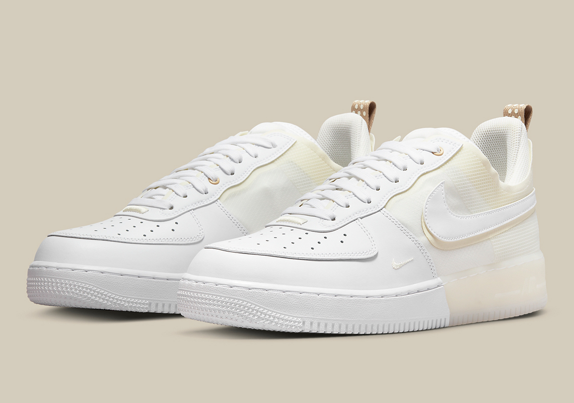 2022's Redesigned Nike Air Force 1 React Appears In A "White" And "Coconut Milk"Arrangement