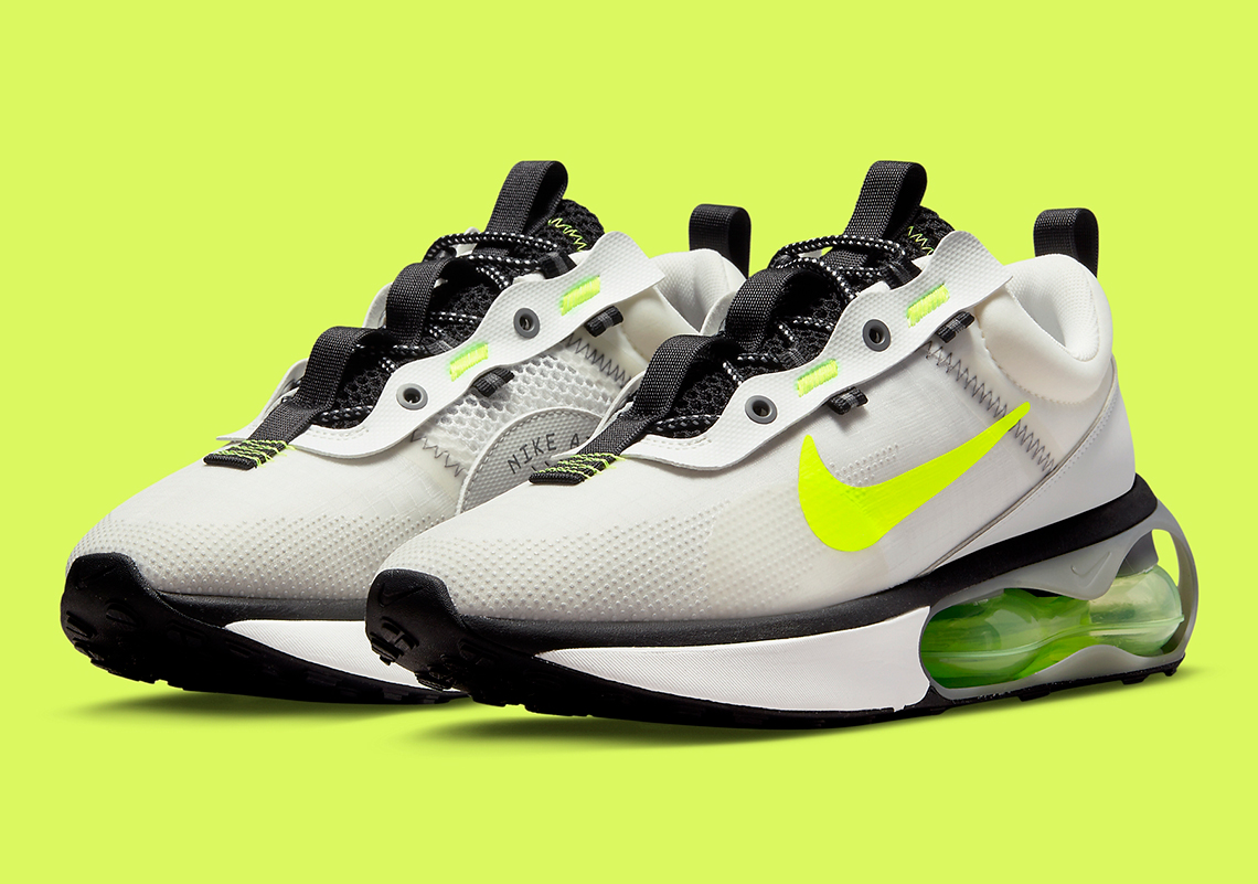 "Volt" Swooshes Brighten Up This White And Black Nike Air Max 2021