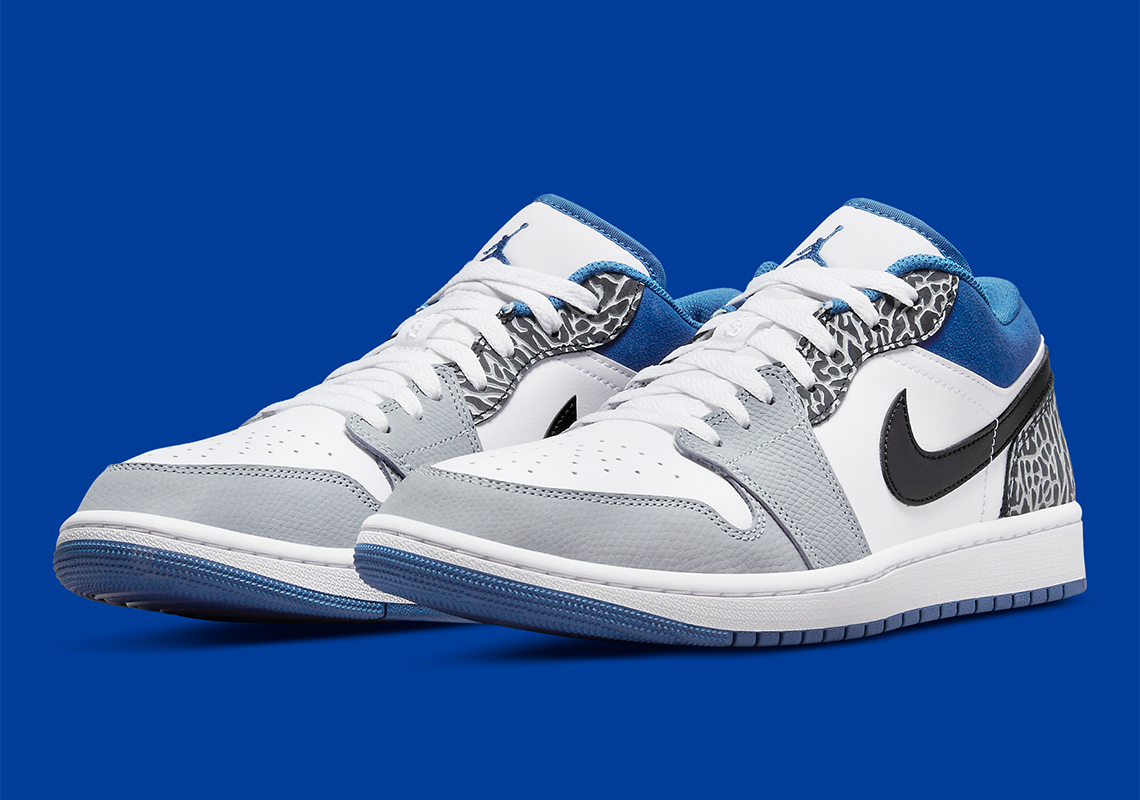 Elephant Print Emerges On This Air Jordan 1 Low "True Blue"