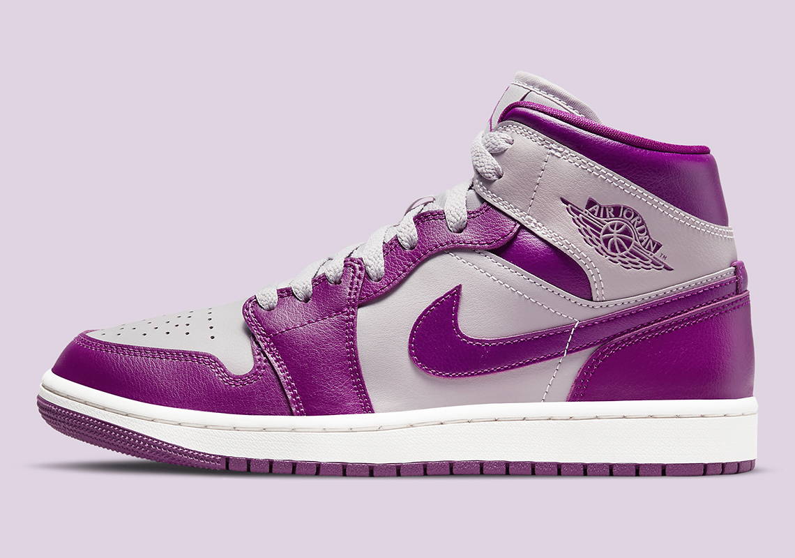 This Women's Air Jordan 1 Mid Pairs Up Metallic Fuchsia With Dusty Pink