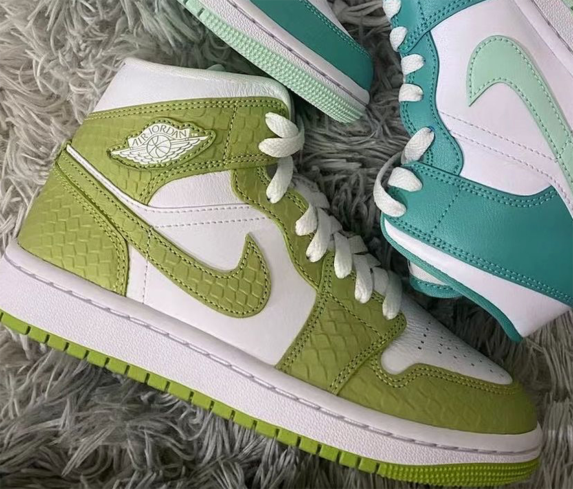 Air Jordan 1 Mid Womens Green Snakeskin 2022 2