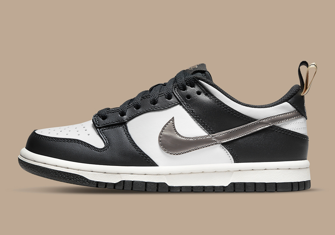 Nike Dunk Low Gs Black White Gold Pull Tabs Dh9764 001 1