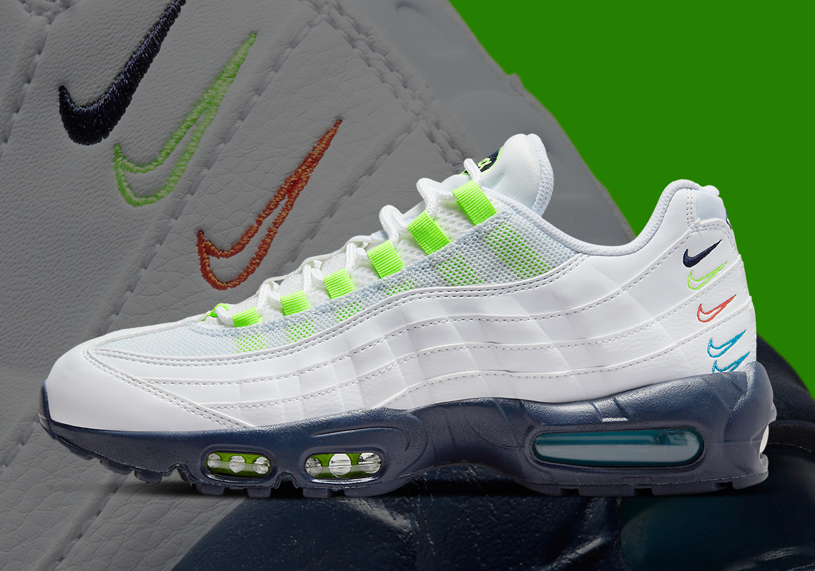 This Clean Nike Air Max 95 Features Multiple Colorful Swooshes