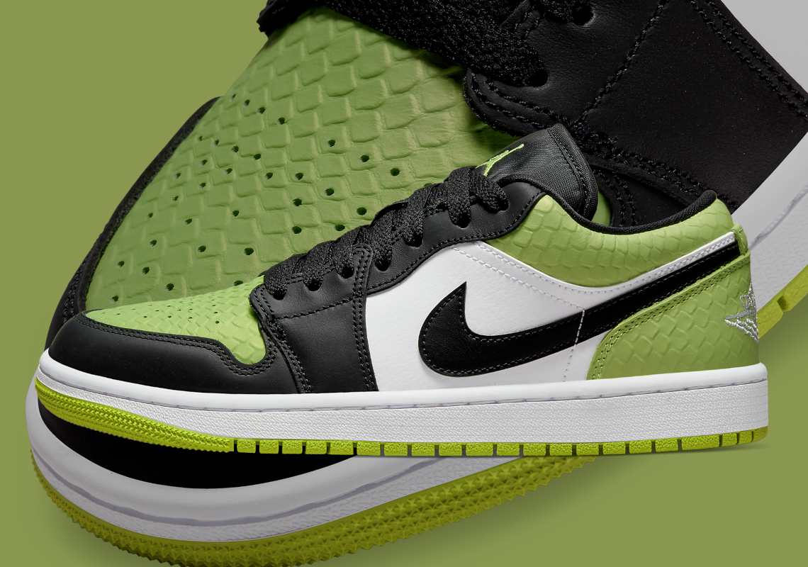 Official Images Of The Snakeskin-Covered Air Jordan 1 Low "Vivid Green"