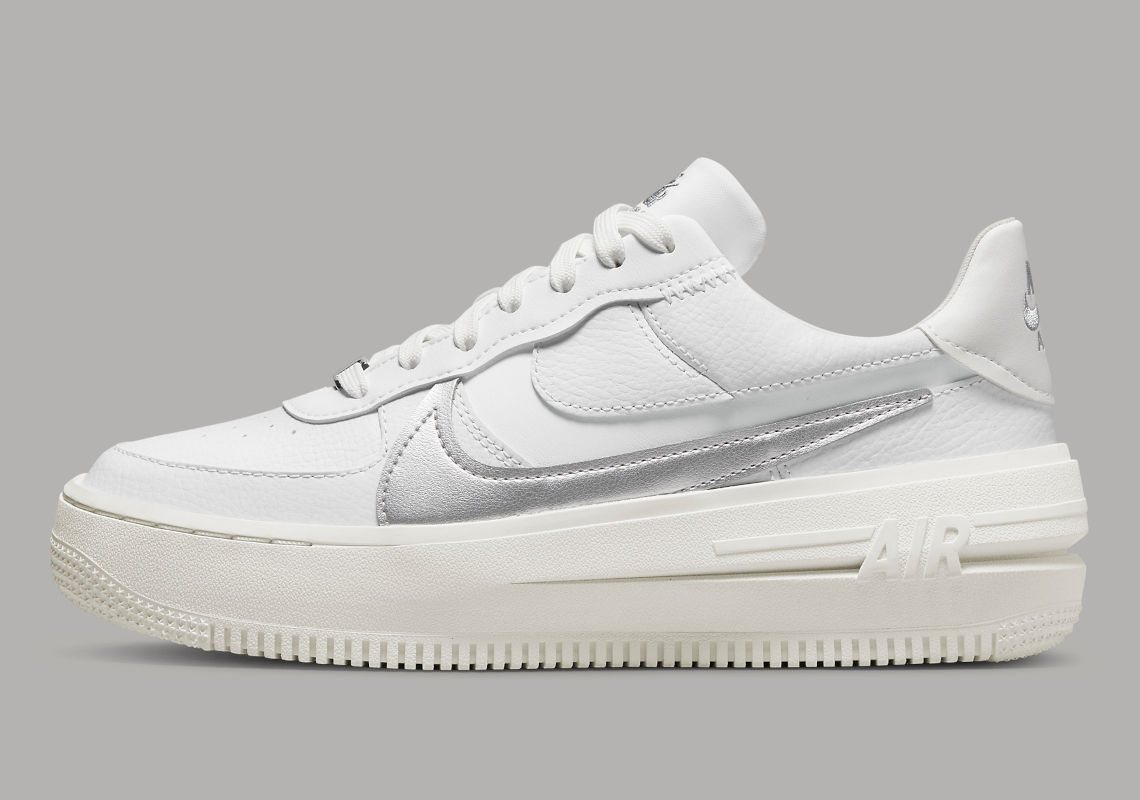 "Metallic Silver" Swooshes Land On The Women's Nike Air Force 1 PLT.AF.ORM