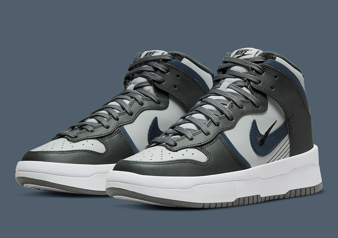 This Nike Dunk High Up Sandwiches "Midnight Navy" Between Layers Of Grey