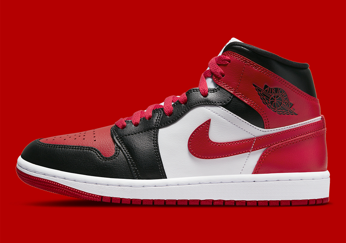 Air Jordan 1 Mid Womens Red Black Bq6472 079 2