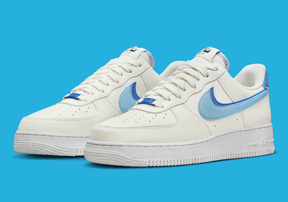 Blue Swooshes Mark The Nike Air Force 1's Second '82-Themed Colorway