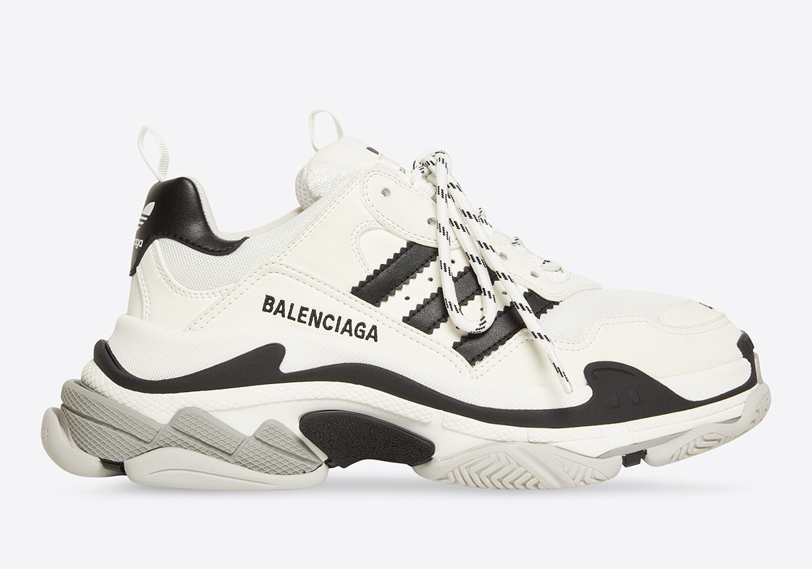 Balenciaga Adidas Triple S White Black 2