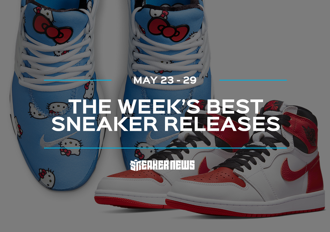 Releasing This Week: AJ1 "Heritage," Hello Kitty x Nike Presto, And Salehe Bembury x Crocs Pollex Clogs