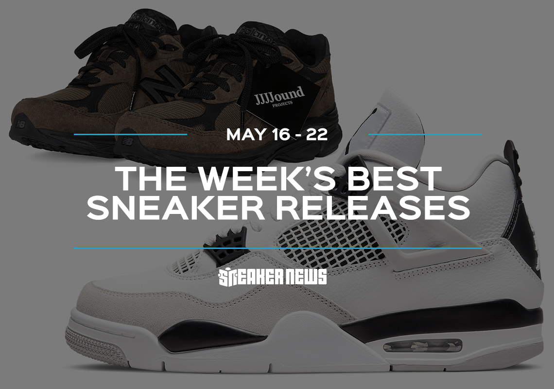 Releasing This Week: AJ4 "Military Black," JJJJound x New Balance 990v3, And A Yeezy Slide Restock