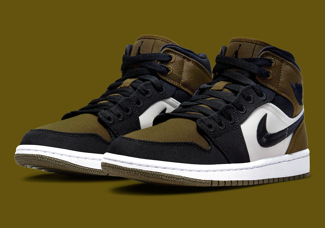 Official Images Of The Air Jordan 1  Mid "Olive Toe"