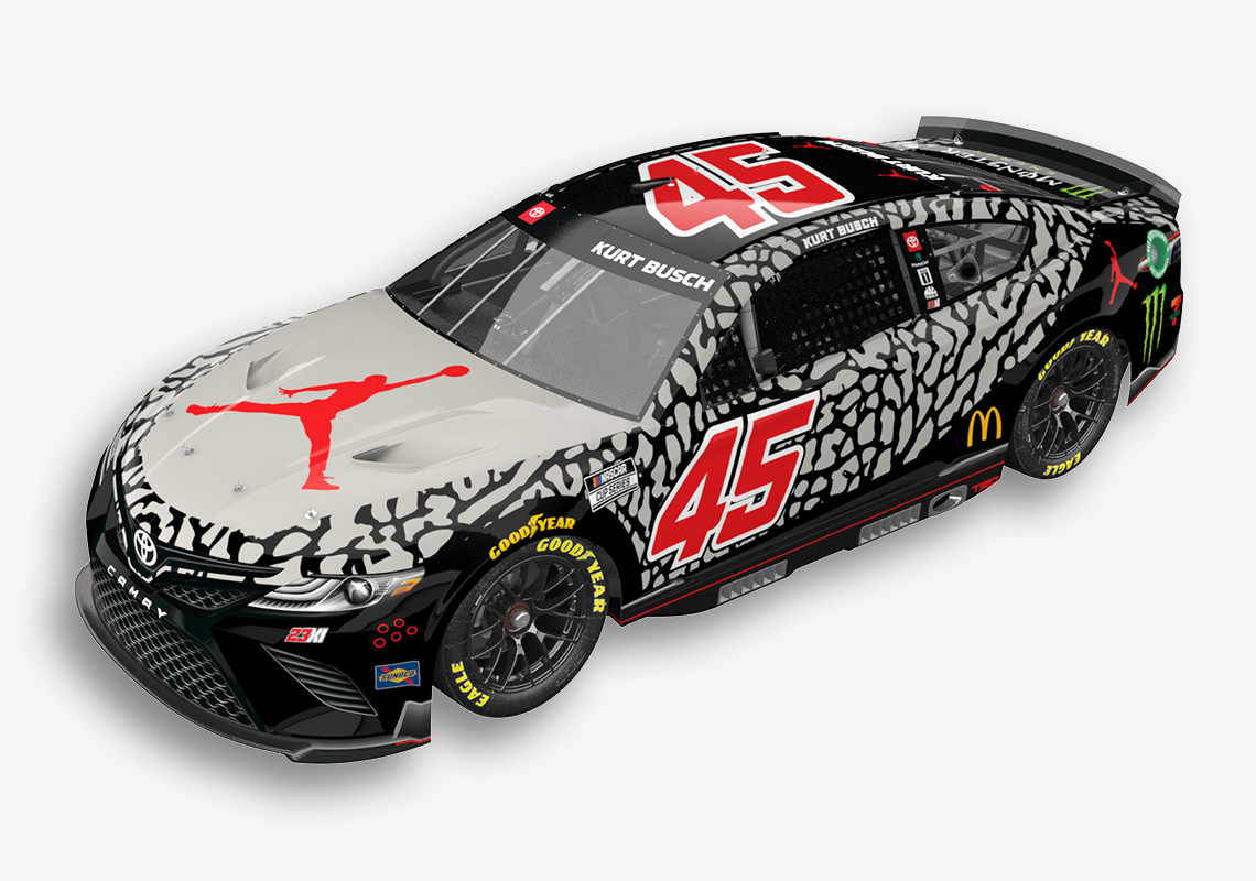 Jordan Brand And 23XI Racing Wrap Kurt Busch's No. 45 Car In Elephant Print