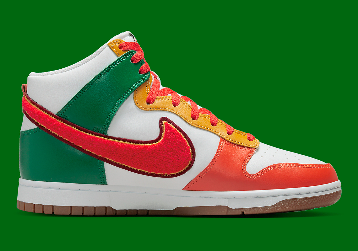 Nike Dunk High White Habanero Red Team Red Malachite Dr8805 100 3