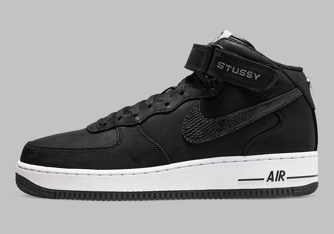 Stussy Nike Air Force 1 Mid Black Dj7840 001 Release Date 2
