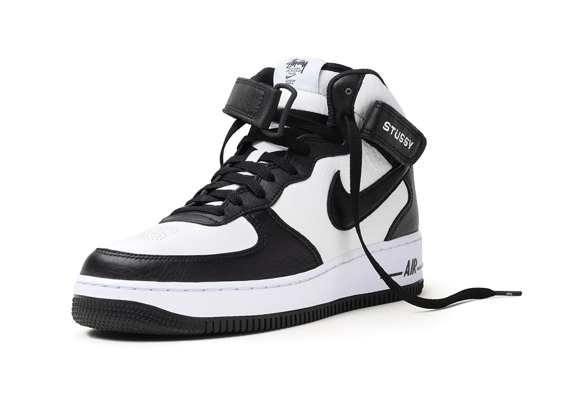 Stussy Nike Air Force 1 Mid White Black May 2022 Release Date