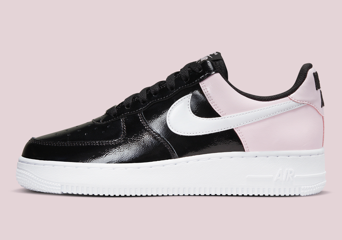 "Black" Patent Leather Meets "Pink" Accents On This Nike Air Force 1 Low