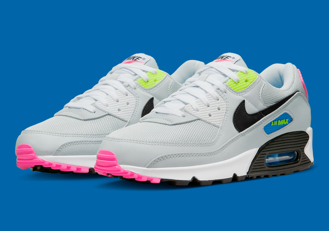 Muted "Grey" Meets Vibrant Neons On This Nike Air Max 90