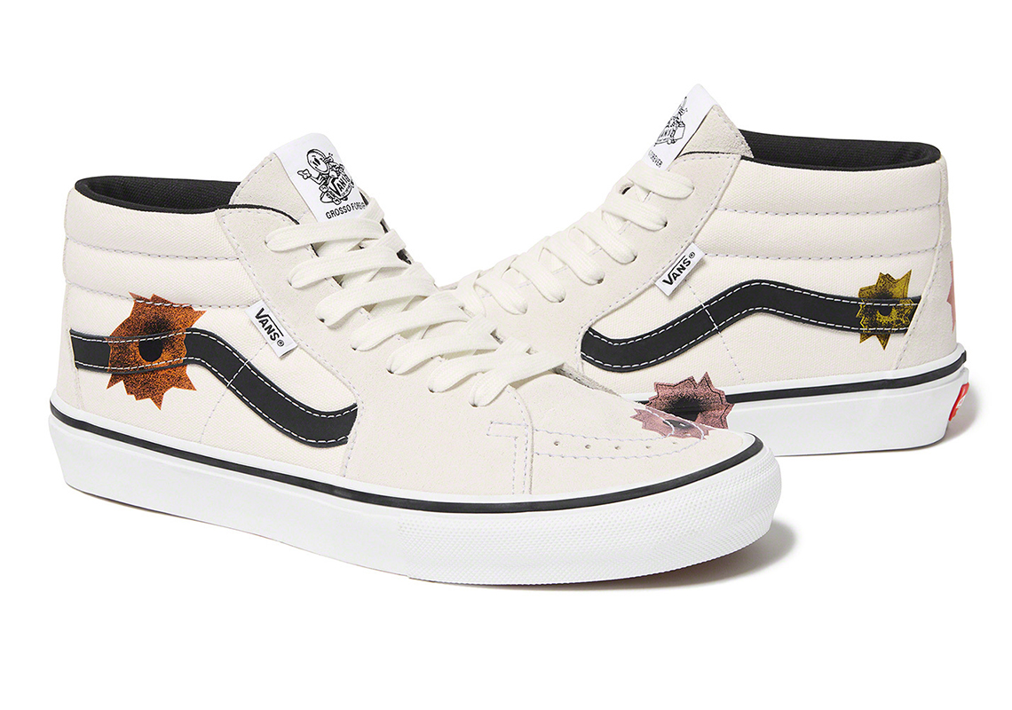 Supreme Nate Lowman Vans Skate Grosso Mid White Release Date 2