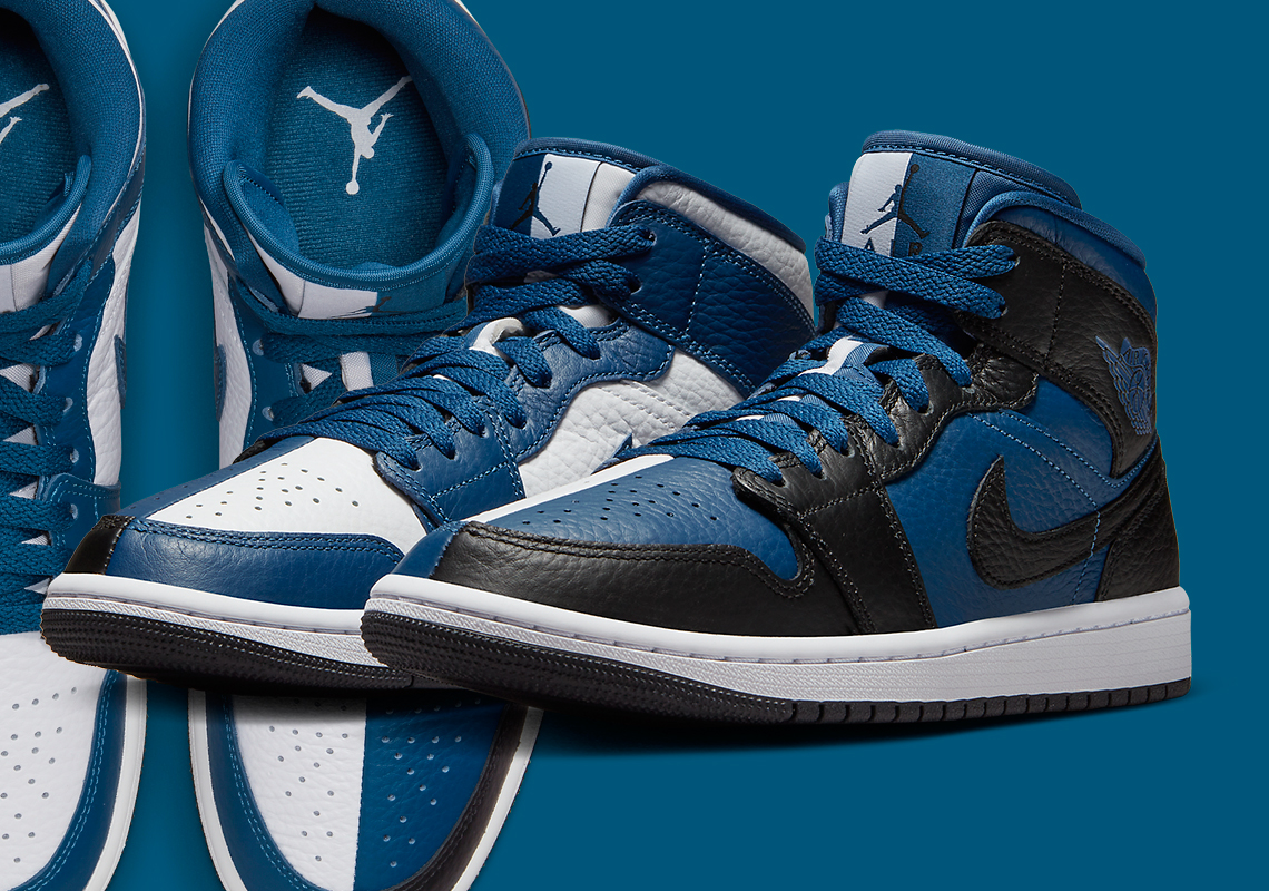 The "Split" Air Jordan 1 Mid Mixes In Blue