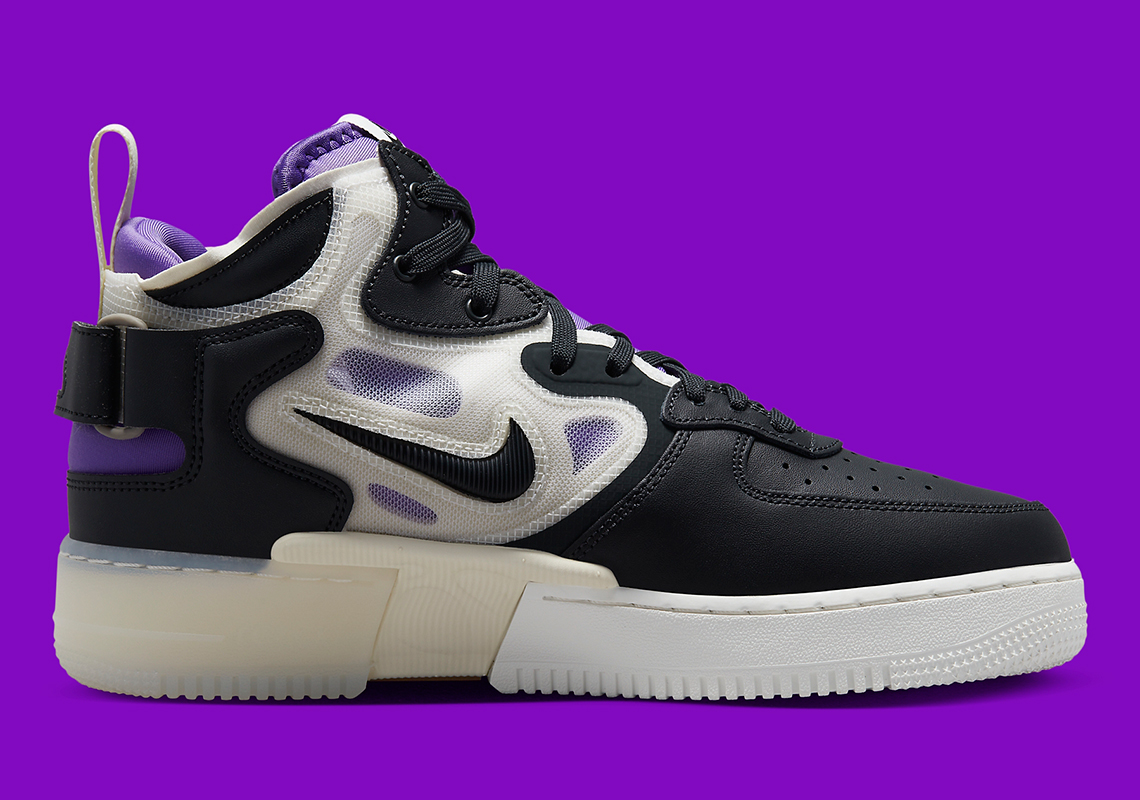 Nike Air Force 1 Mid React Black White Purple Dq1872 001 4