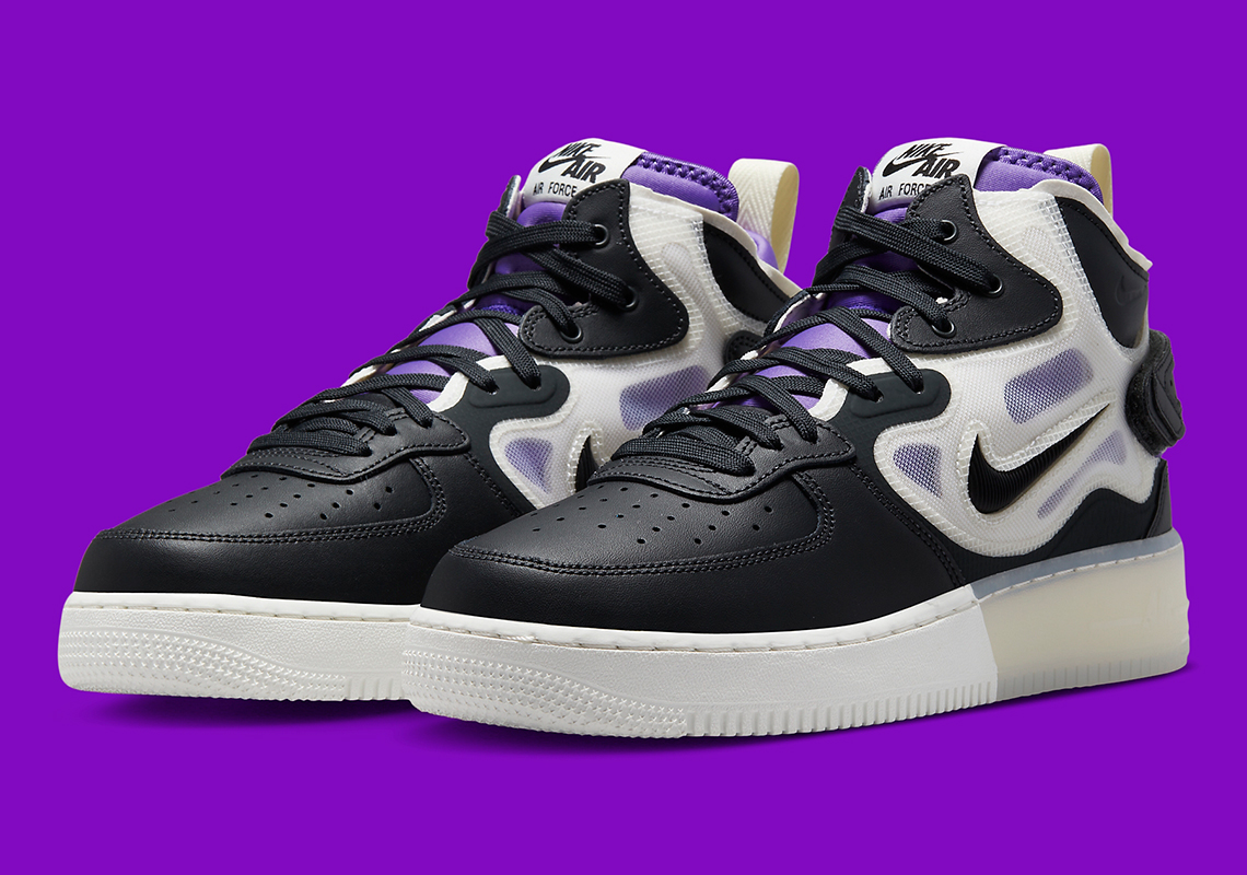 Nike Air Force 1 Mid React Black White Purple Dq1872 001 6