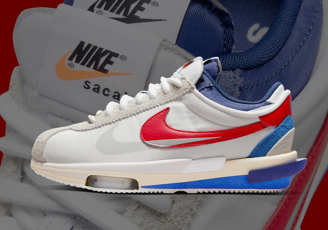 Sacai Nike Cortez 4 0 White Red Royal Dq0581 100 Release Date 0