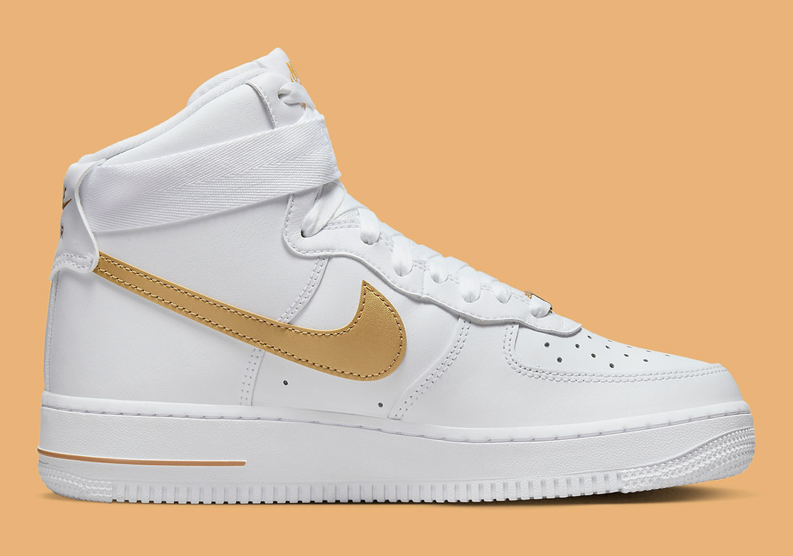 Nike Air Force 1 High Womens White Metallic Gold Dd9624 103 8