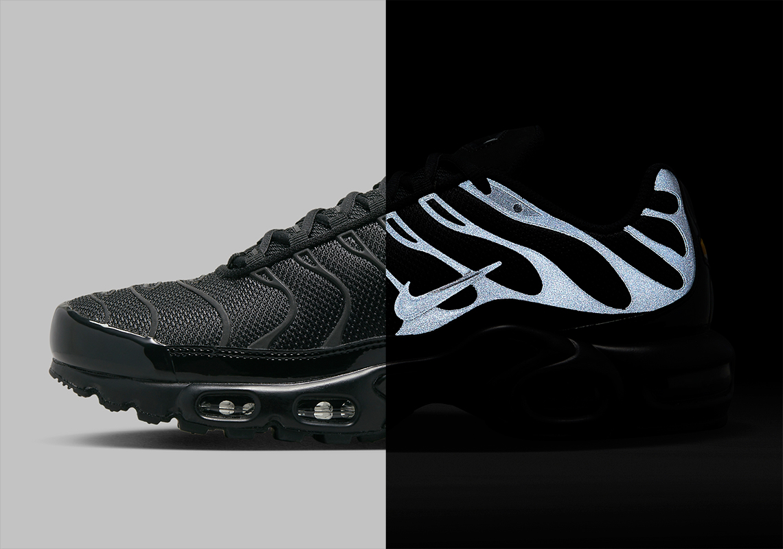 The Nike Air Max Plus Takes On A Reflective "Triple Black" Ensemble