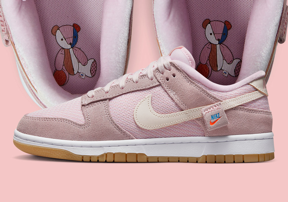 A Pink Teddy Bear Aesthetic Hugs The Nike Dunk Low