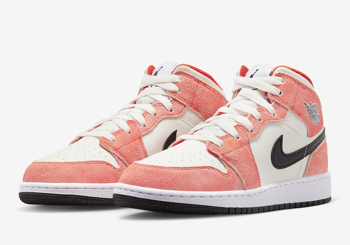 The Kids Air Jordan 1 Mid Surfaces In A Bright "Orange Suede" Colorway