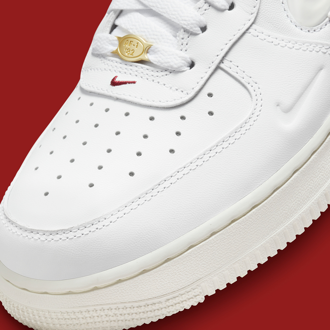 Nike Air Force 1 Low Premium White Sail Team Red Dq7664 100 1