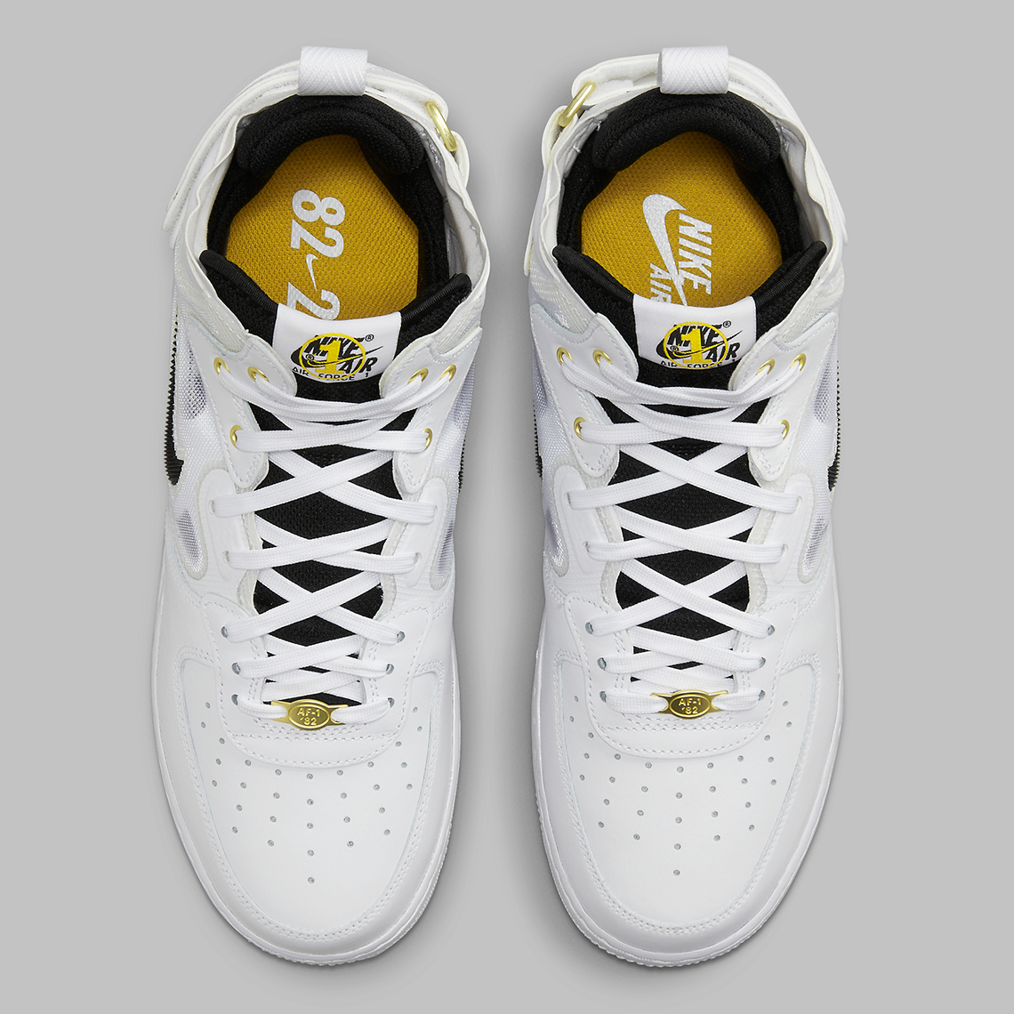 Nike Air Force 1 Mid React 40th Anniversary White Black Yellow Ochre Metallic Gold Dq7668 100 1