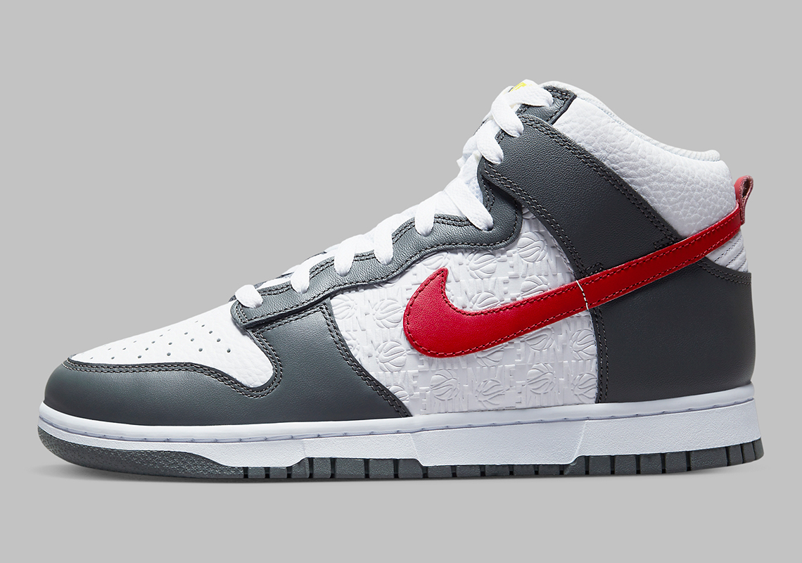 The Nike Dunk High "Embossed" Appears In Grey And Red