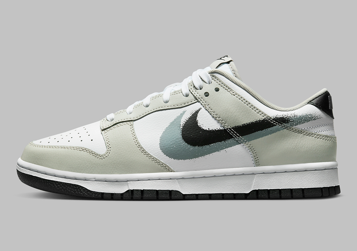 Stencil Swooshes Appear On This Greyscale Nike Dunk Low