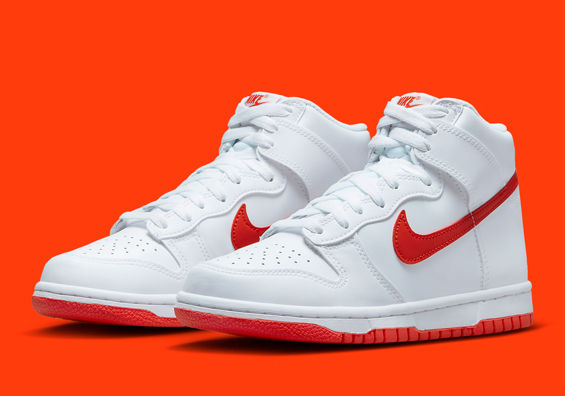 White and Orange Dress Up This Kids Nike Dunk High