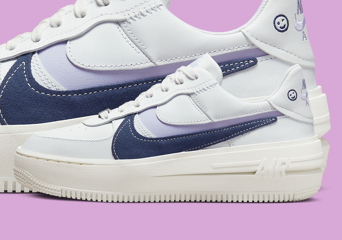 Light Lilacs Envelop The Smiley Face Accented Air Force 1 Low PLT-AF-FORM