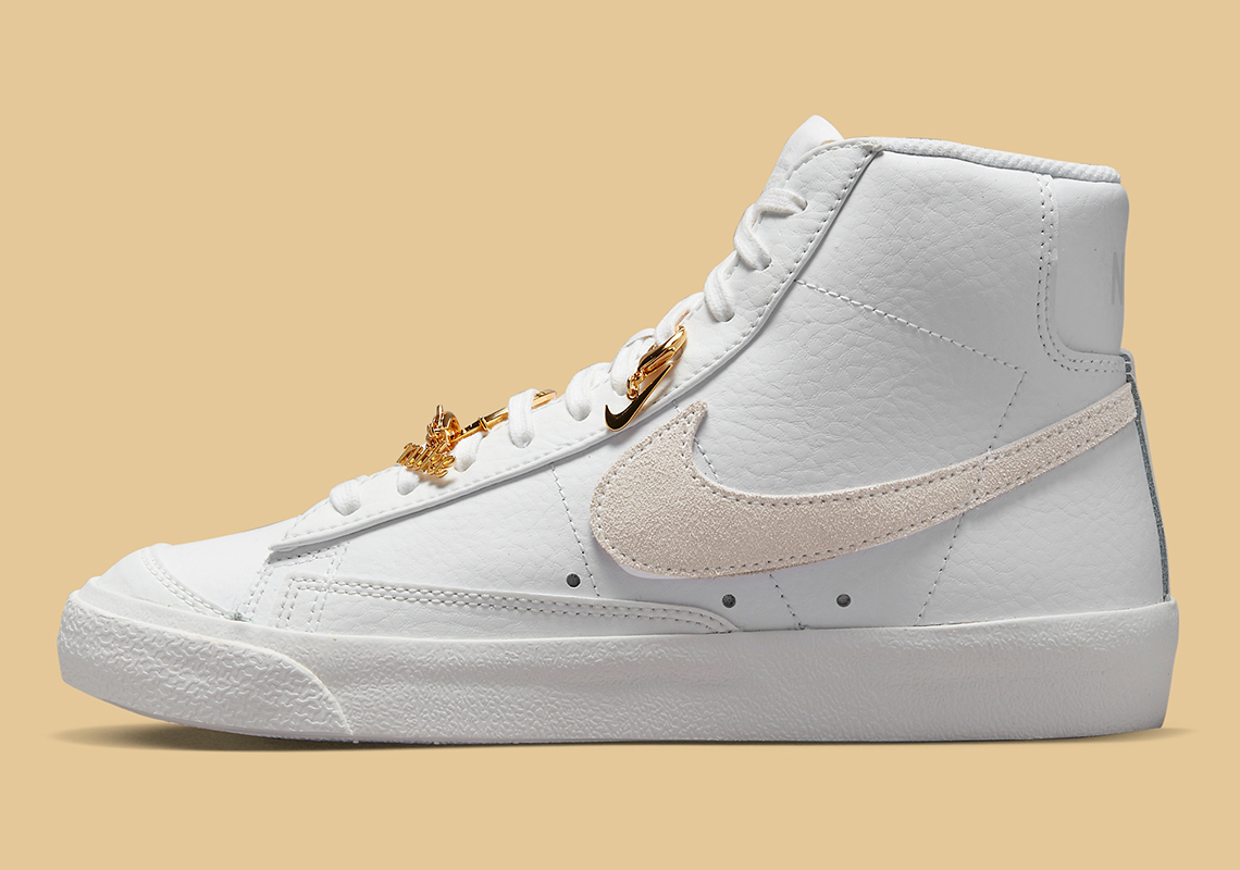 Nike Blazer Mid 77 Bling White Gold Fb8475 100 1