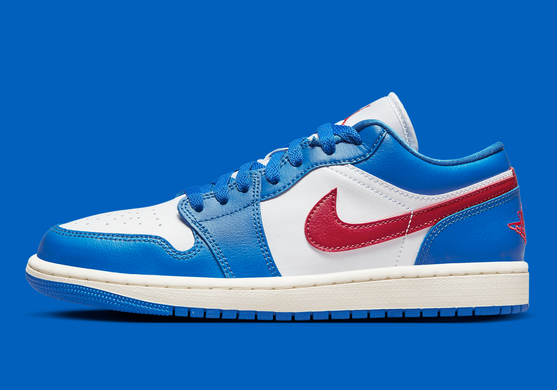 The Air Jordan 1 Low Unites Royal Blue With Red Flair